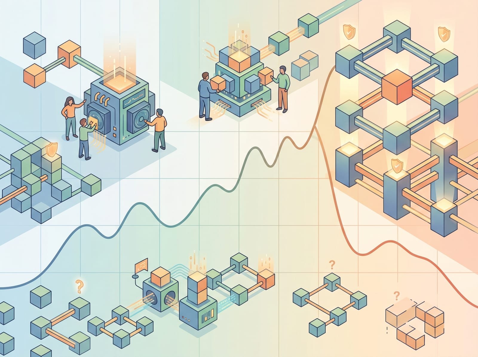 Graph showing hash rate trends in a blockchain network