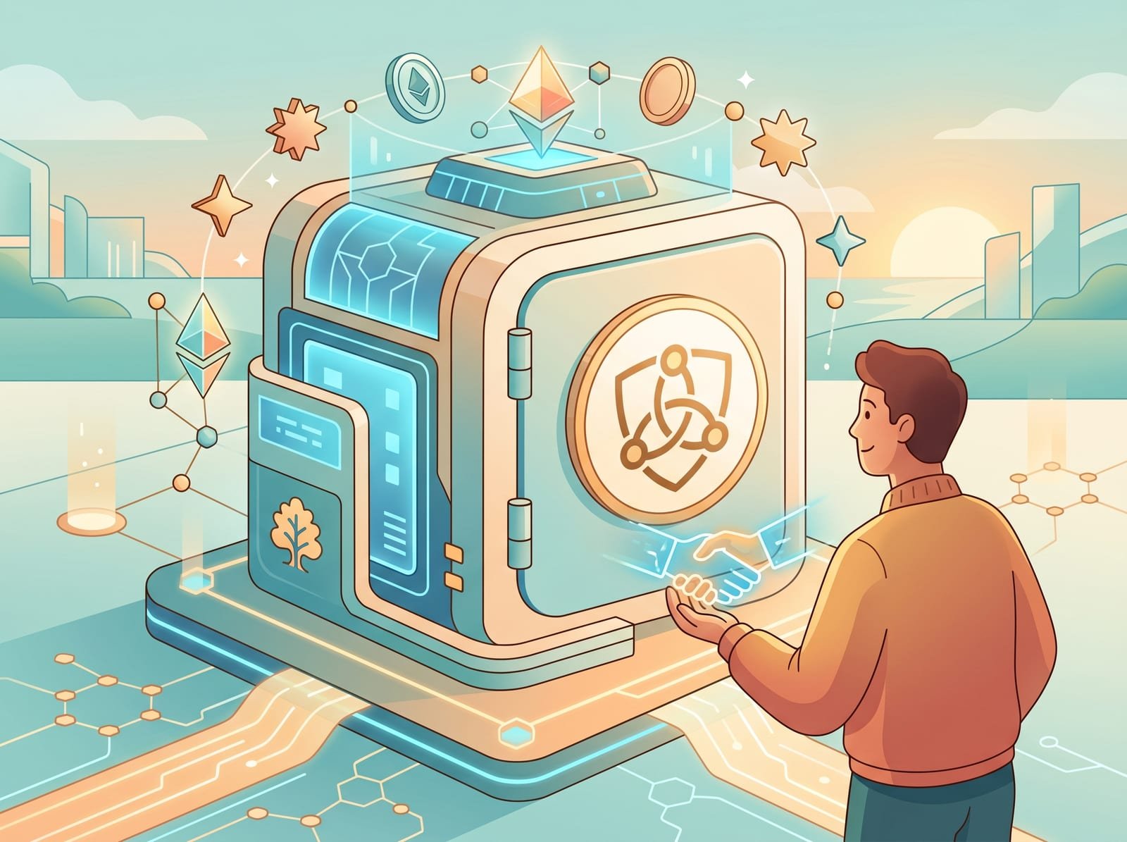 Illustration of a digital vault managed by a third-party service