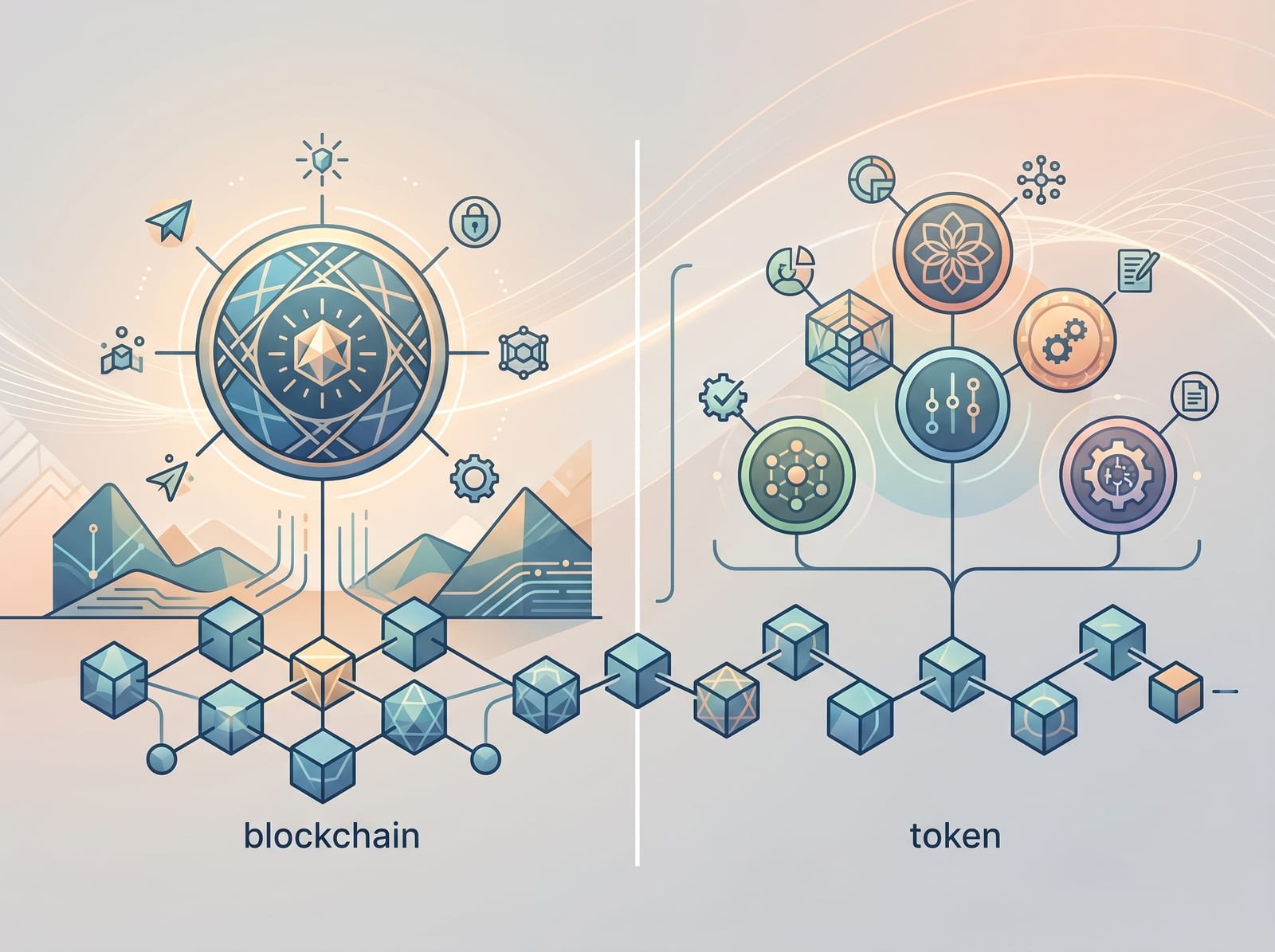 Diagram showing the difference between coins and tokens