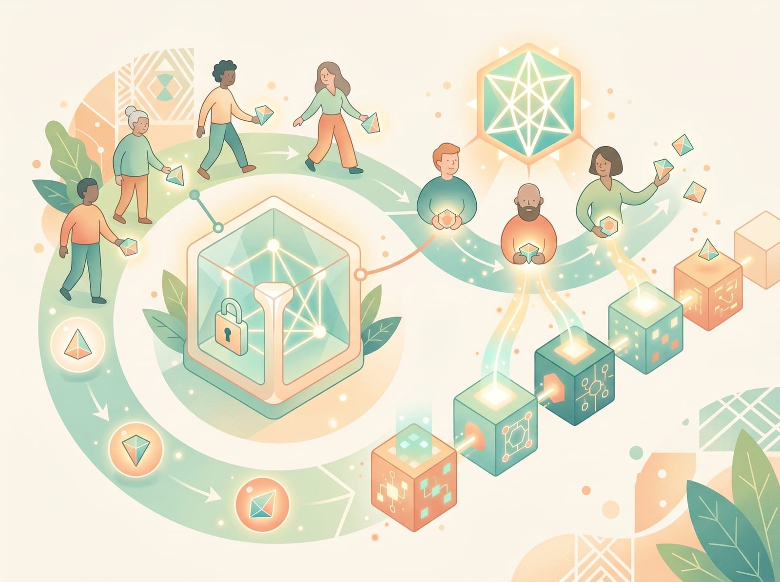Illustration of the Proof-of-Stake process with participants staking assets