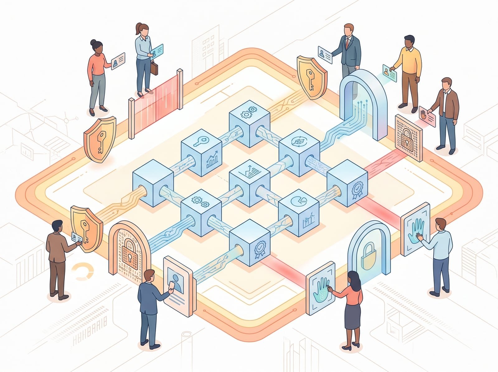 Diagram of permissioned blockchain with restricted access