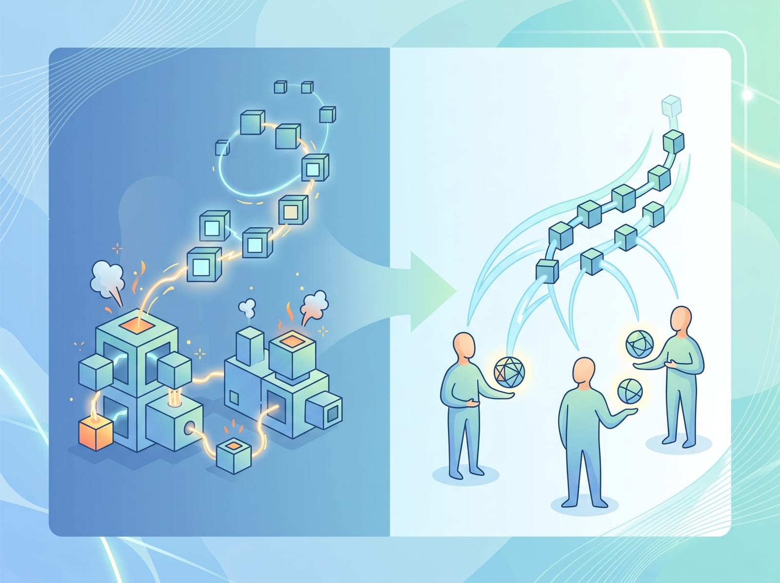 Illustration of Ethereum's transition from PoW to PoS