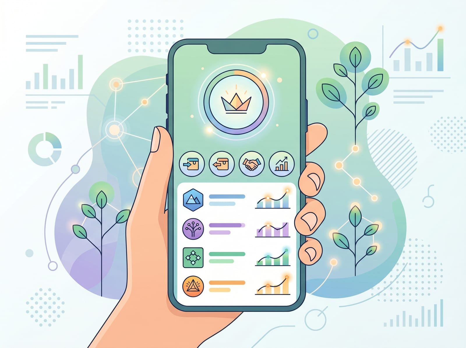 Illustration of a software wallet on a mobile device