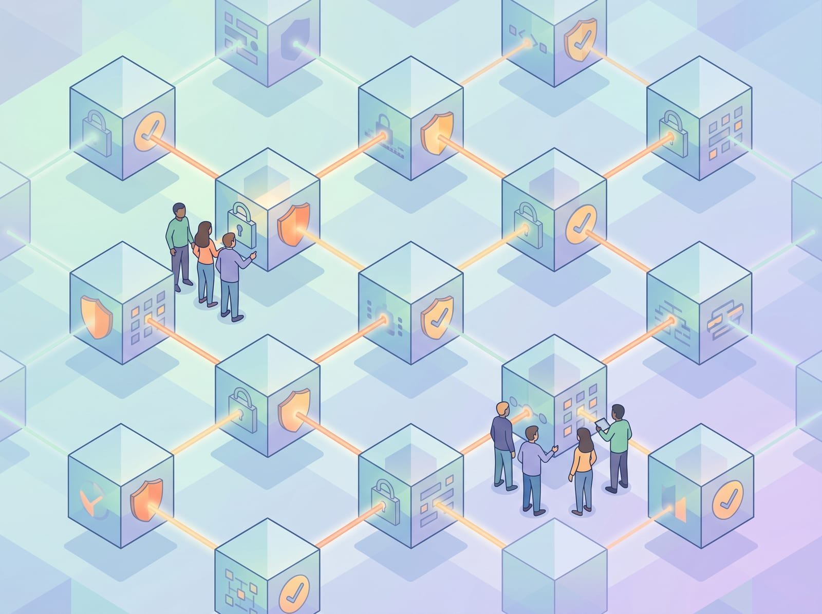 Illustration of a blockchain network