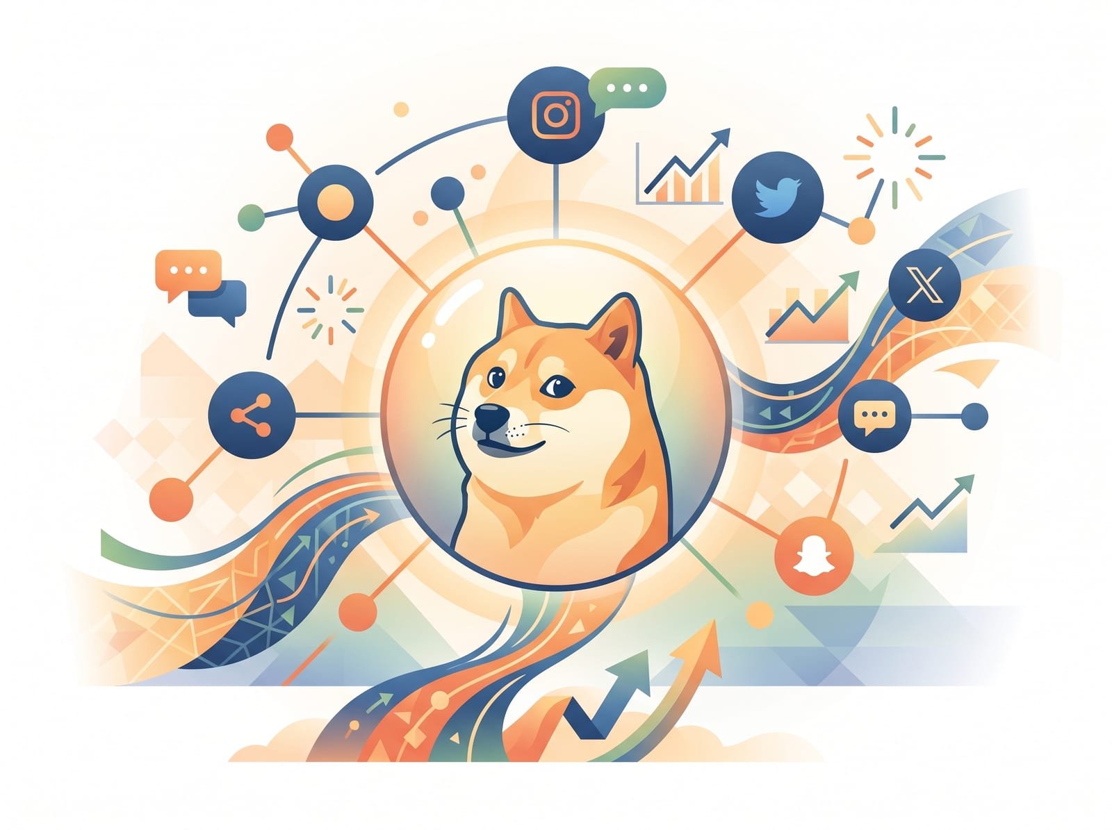 Social media icons showing the influence on Dogecoin