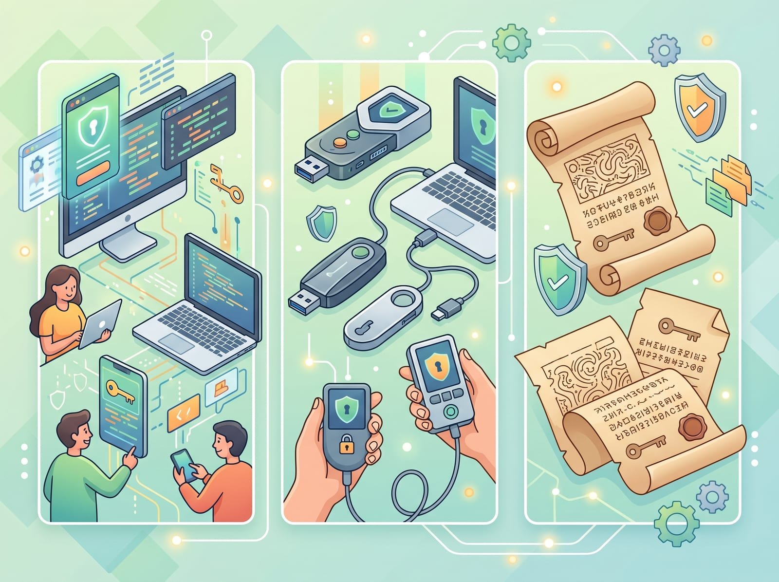 Illustration showing different types of cryptocurrency wallets