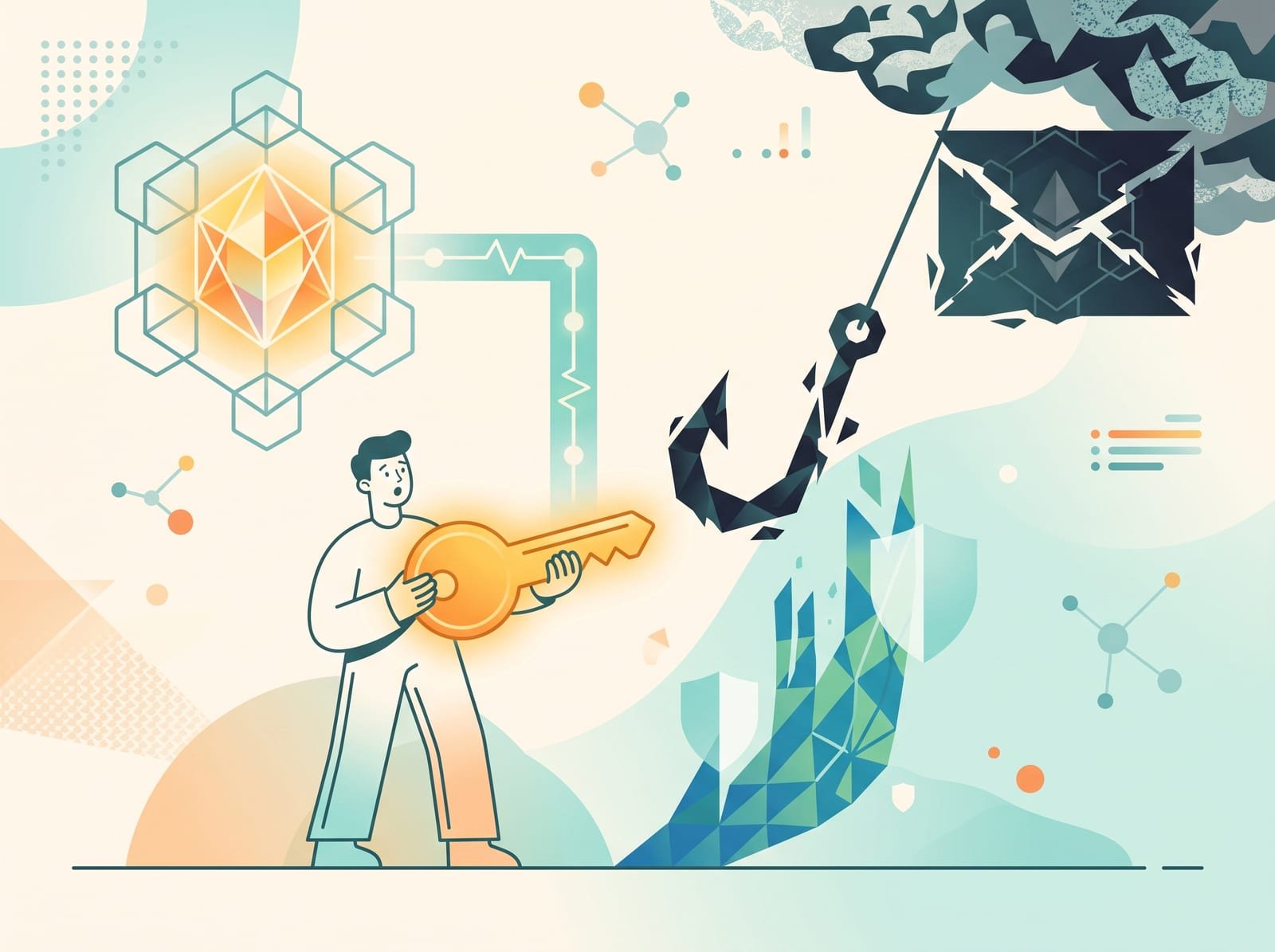 Illustration of a phishing scam targeting a cryptocurrency user